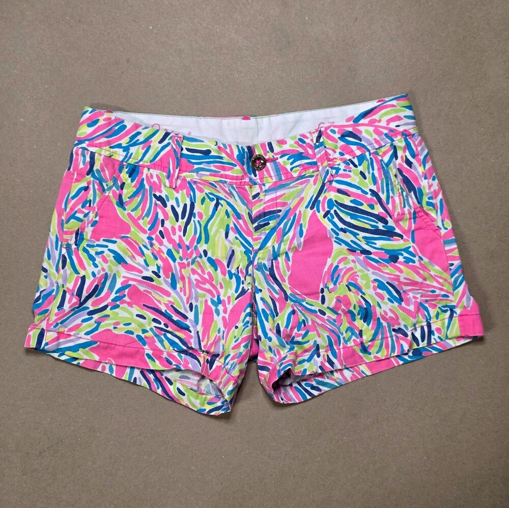 Lilly Pulitzer Callahan Short Women’s 6 Chino Cotton Abstract Pockets preppy